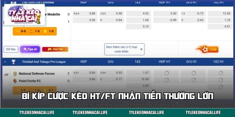 Bí kíp cược kèo HT/FT nhận tiền thưởng lớn